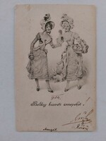 Old Easter postcard 1904 postcard ladies bunny