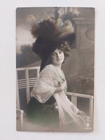 Old postcard 1912 photo postcard lady