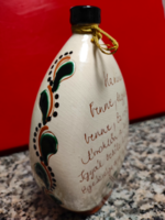 Tiszafüred ceramic bottle marked Imre Szűcs