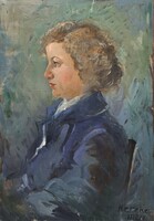 Női portré - Kerekes Irén, nagykanizsai zongorista és tanár (olaj, vászon, 70x50 cm) zenész portré