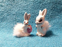 Ceramic rabbits, bunnies with fur tails (36)