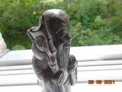 Chinese wise hand-carved polished iron statue with the symbol of immortality 19 cm