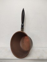 Retro pot with handle, red copper kitchen tool with plastic wooden handle 731 6496