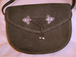 Waist strap theater bag with silver applique antique custom made velvet rarity
