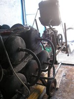 Em1 old professional compressor 225 liters 5 pcs + air tank for concrete breaking, sandblasting, air tools