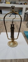Old copper mini carbide lamp, miner's lamp with holder.