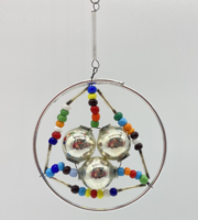 Old glass Christmas tree ornament colorful beaded glass ornament