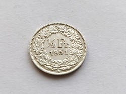 Svájc ezüst 1/2 frank 1951. B.