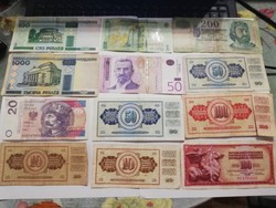 12 old banknotes