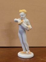 RITKA! Hollóházi Harmonikás fiú figura zenész harmonika fehér szmokingos