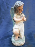 IXX. századi, kézzel festett, gipsz angyal szobor. Fotók szerinti állapotban.