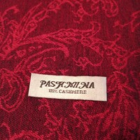 Piros-fekete Pashmina női sál, 180 x 70 cm + 8 cm rojt