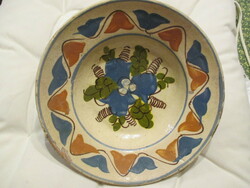 Antique Transylvanian, field earthenware deep plate, wall plate, 1900s