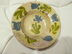 Antique Transylvanian ceramic wall plate from zilah, late 1800s. Tile with hanging lugs.