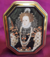 Barokk fémdoboz, angol király portrés pléh doboz 2. (L3366)