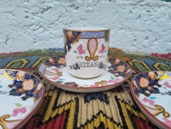 Ritka antik Bisto England Maple & Co Gitana angol porcelán csésze + 3 tányér