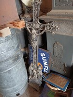 Rare 130cm chapel cross cast iron 200 year old crucifix iron corpus museum i rarity