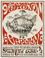 Jefferson Airplane koncert pop rock zene repülő rajz 1967 Vintage/antik plakát reprint
