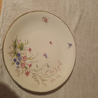 Antik porcelán tányér 32 cm lepkés kèzifestèsű,jelzett