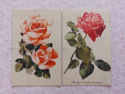 Old floral postcard 1958 postcard roses 2 pcs