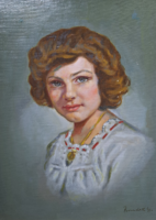 Female portrait Benedek gy. Signed (oil, cardboard, with frame, size 36x47 cm) Benedek György?