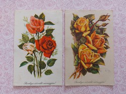 Old floral postcard 1961 postcard roses 2 pcs