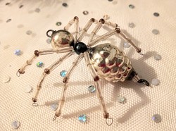 Old tapestry glass Christmas tree decoration spider 5cm