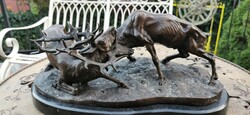 Szarvas harc - bronz szobor műalkotás