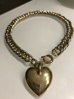 Gold-plated necklace on a thick chain with a large heart-shaped pendant