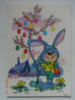 Régi húsvéti grafikus képeslap - Foky Ottóné grafika