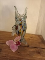 Muránói jellegű fùjt üveg hal váza