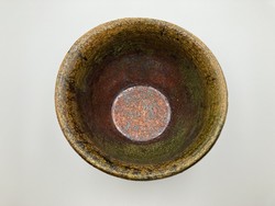 Raku ceramic bowl, kaspo, metallic luster