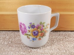 Retro régi jelzett porcelán csésze bögre pohár virág mintával