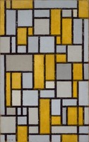 Mondrian - yellow, gray composition - canvas reprint