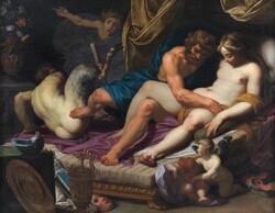 Abraham Janssens - Herkules kitaszítja a faunt Omphale ágyából - vászon reprint