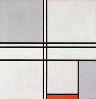 Mondrian - Piros, szürke kompozíció - vakrámás vászon reprint
