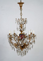 Gilded bronze chandelier with red porcelain insert