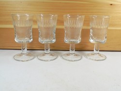 Retro old glass stemmed glass - liquor liqueur short drink alcohol glass set - 4 pcs