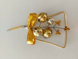 Old glass Christmas tree ornament gold bell grape glass ornament