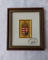 Magyar címer miniatűr falikép aranyozott lemezre nyomtatva