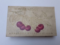 Retro candied cognac cherry box in a chocolate box paper factory in Budapest