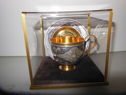 Silver - gold-plated -875 mark - 22 dkg - cup + saucer - Soviet - flawless
