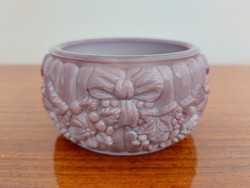 Old bohemia curt schlevogt purple glass box with embossed bow fruit pattern bonbonier