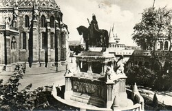 078 --- Futott képeslap  Budapest - Szent István szobor