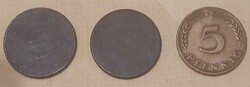 5 Pfennig coins, 1941, 1942, 1949