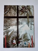 Retro postcard 1980 old photo postcard with Christmas tree decorations