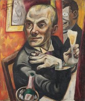 Beckmann - self-portrait with champagne - canvas reprint