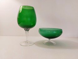 Cup with modern green glass decorative bowl 2 pcs