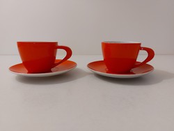 Old red zsolnay porcelain coffee art deco mocha cup 2 pcs