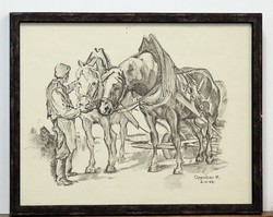 Man with horses, excellent marked graphics